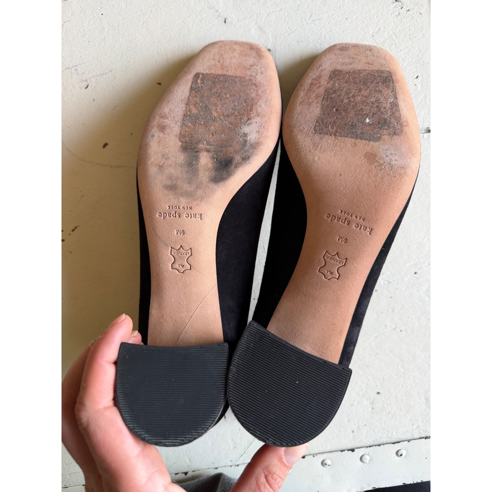 KATE SPADE Kylah Pumps Black Suede Square Toe Block Heel Women's Size 9 Career - Picture 9 of 11
